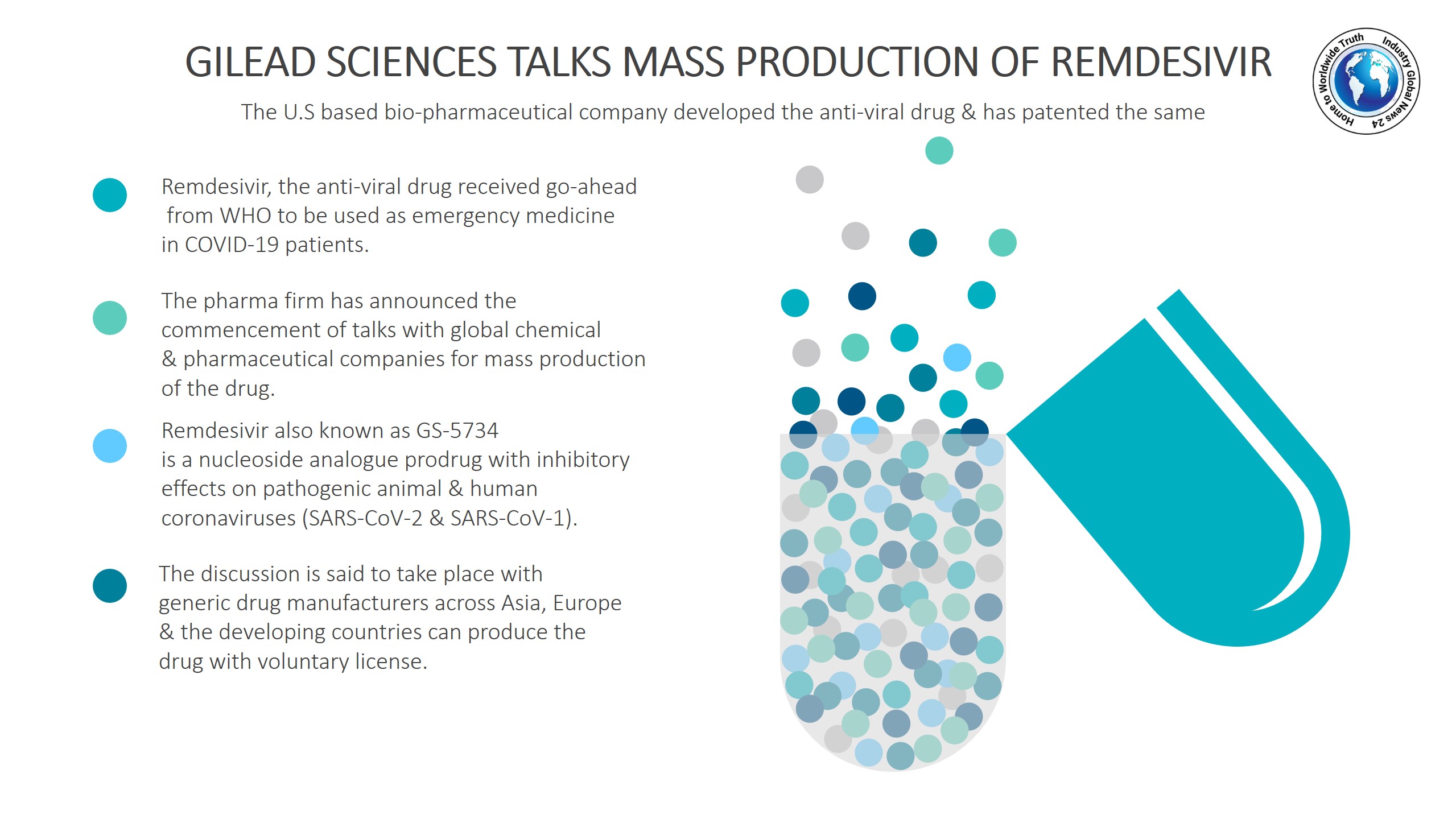 Gilead Sciences talks mass production of Remdesivir