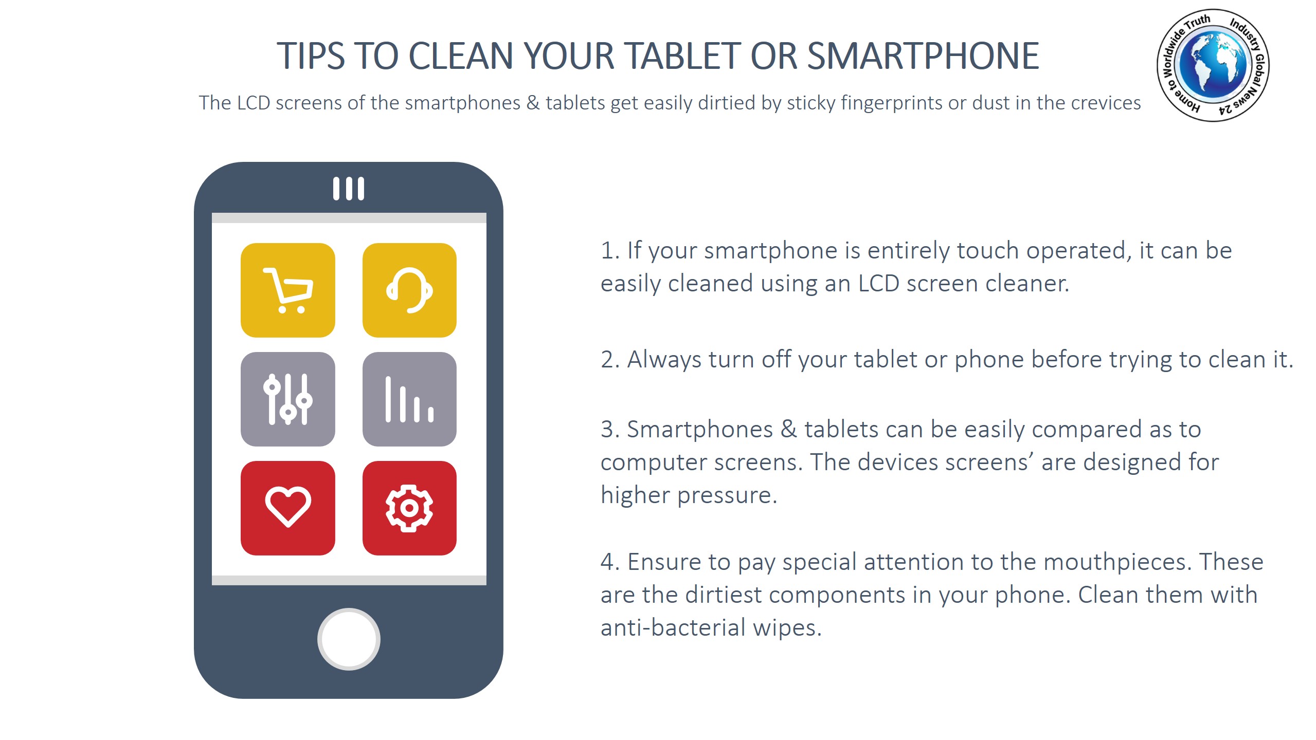 Tips to clean your tablet or smartphone